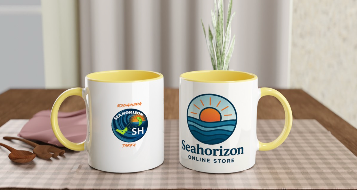 White 11oz Ceramic Mug with Color Inside Ceramic Yellow
