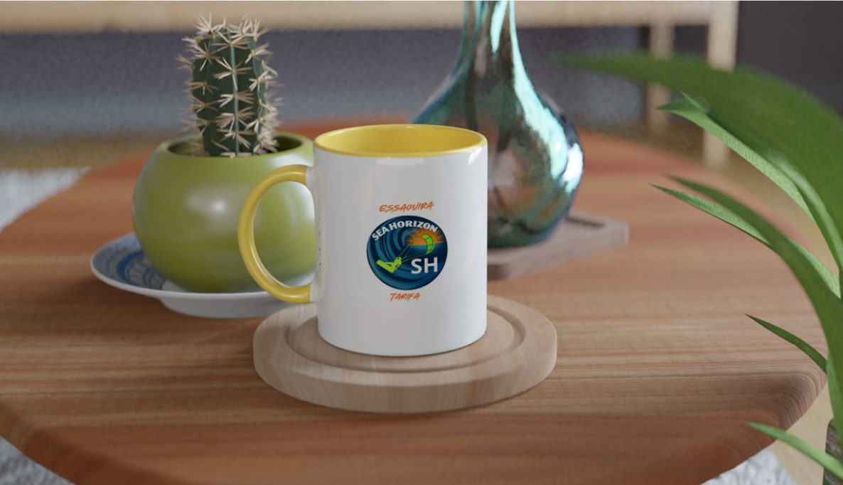 White 11oz Ceramic Mug with Color Inside Ceramic Yellow