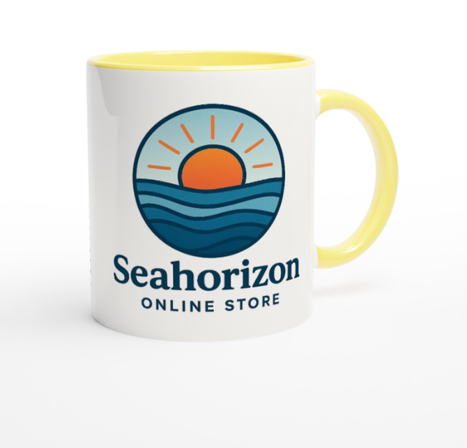 White 11oz Ceramic Mug with Color Inside Ceramic Yellow