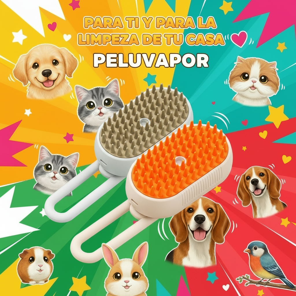 PeluVapor™ – 2 Cepillos Spa para Mascotas Blanco y Naranja