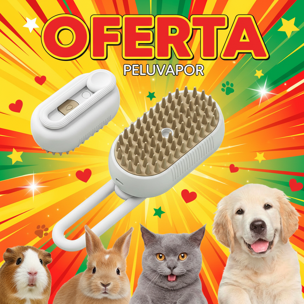 PeluVapor™ – 2 Cepillos Spa para Mascotas Blanco y Naranja
