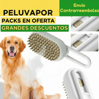 PeluVapor™ – 2 Cepillos Spa para Mascotas Blanco y Naranja