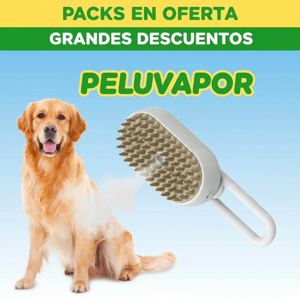 PeluVapor™ – 2 Cepillos Spa para Mascotas Blanco y Naranja