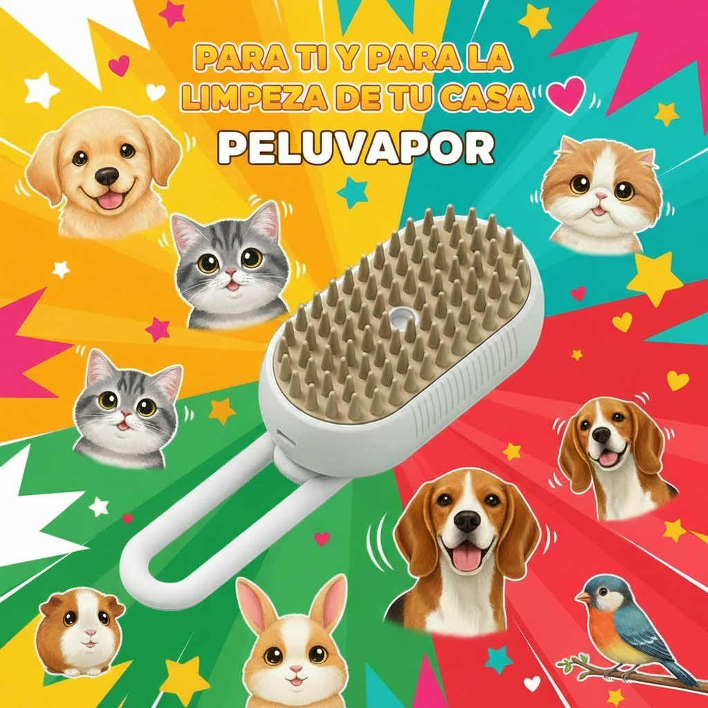 PeluVapor™ – 2 Cepillos Spa para Mascotas Blanco y Naranja